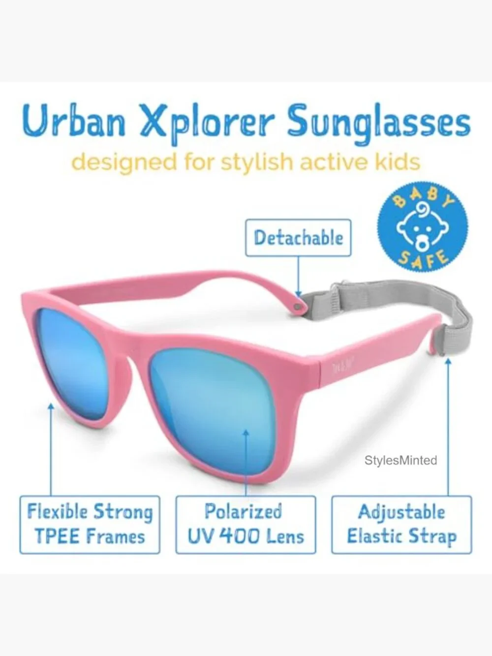 Kids Polarized UV400 Sunglasses with Strap Flexible Frame